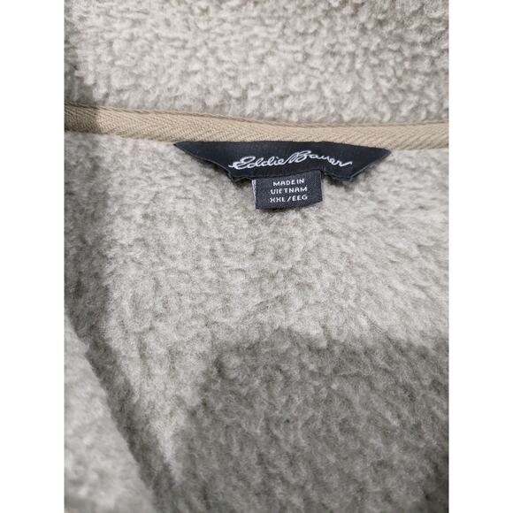 Eddie Bauer Fleece Sweater XXL Oatmeal Tan Classic Fit High Neck 1/4 Zip Staple - Picture 6 of 12